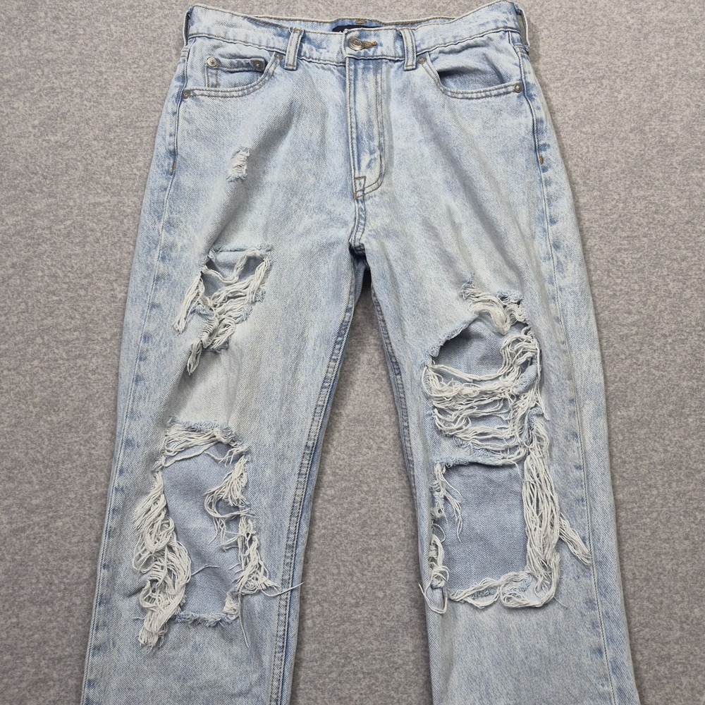 Aéropostale Jeans Womens 8 Light Wash Distressed Denim 100% Cotton Rip & Repair